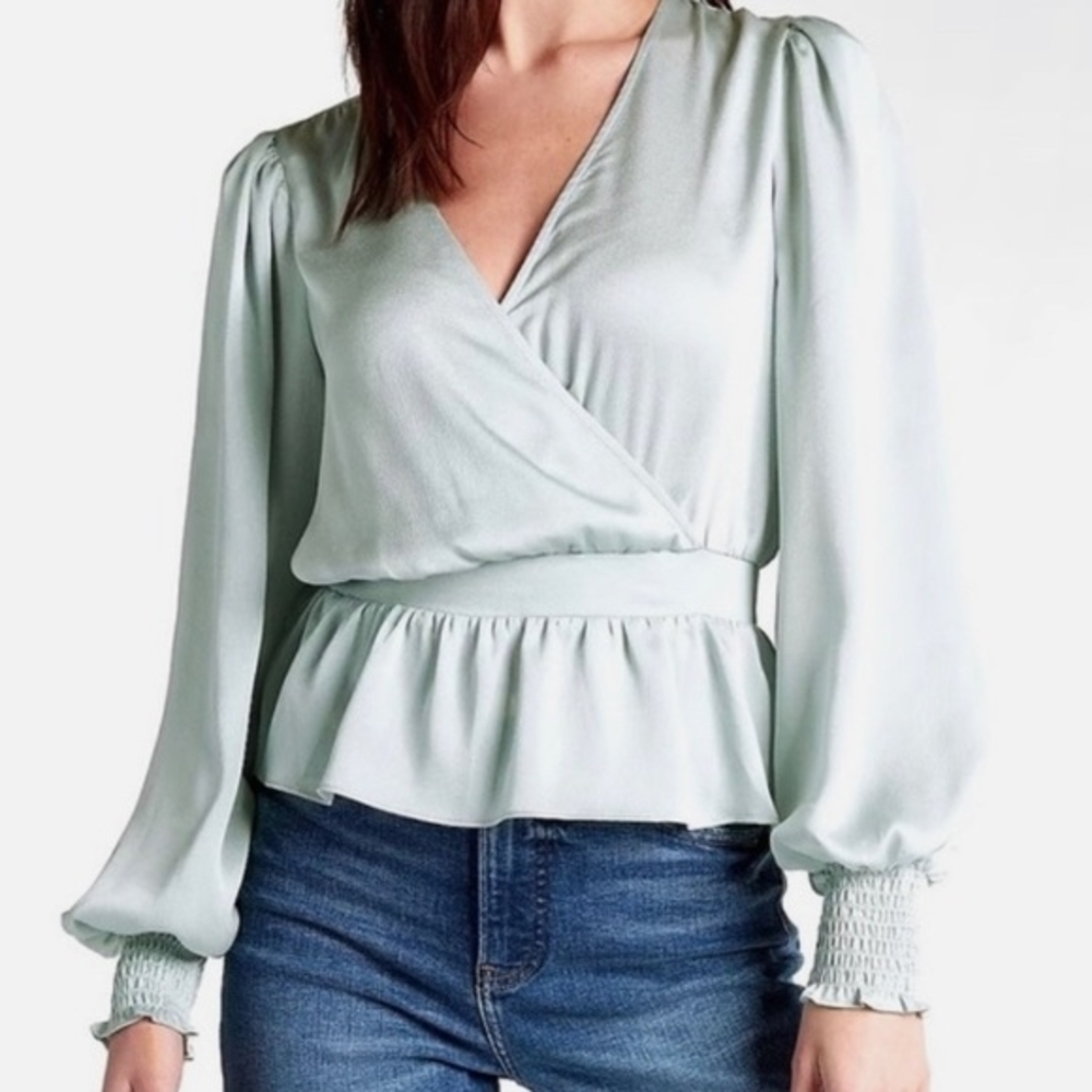 Express Light Blue Peplum Blouse